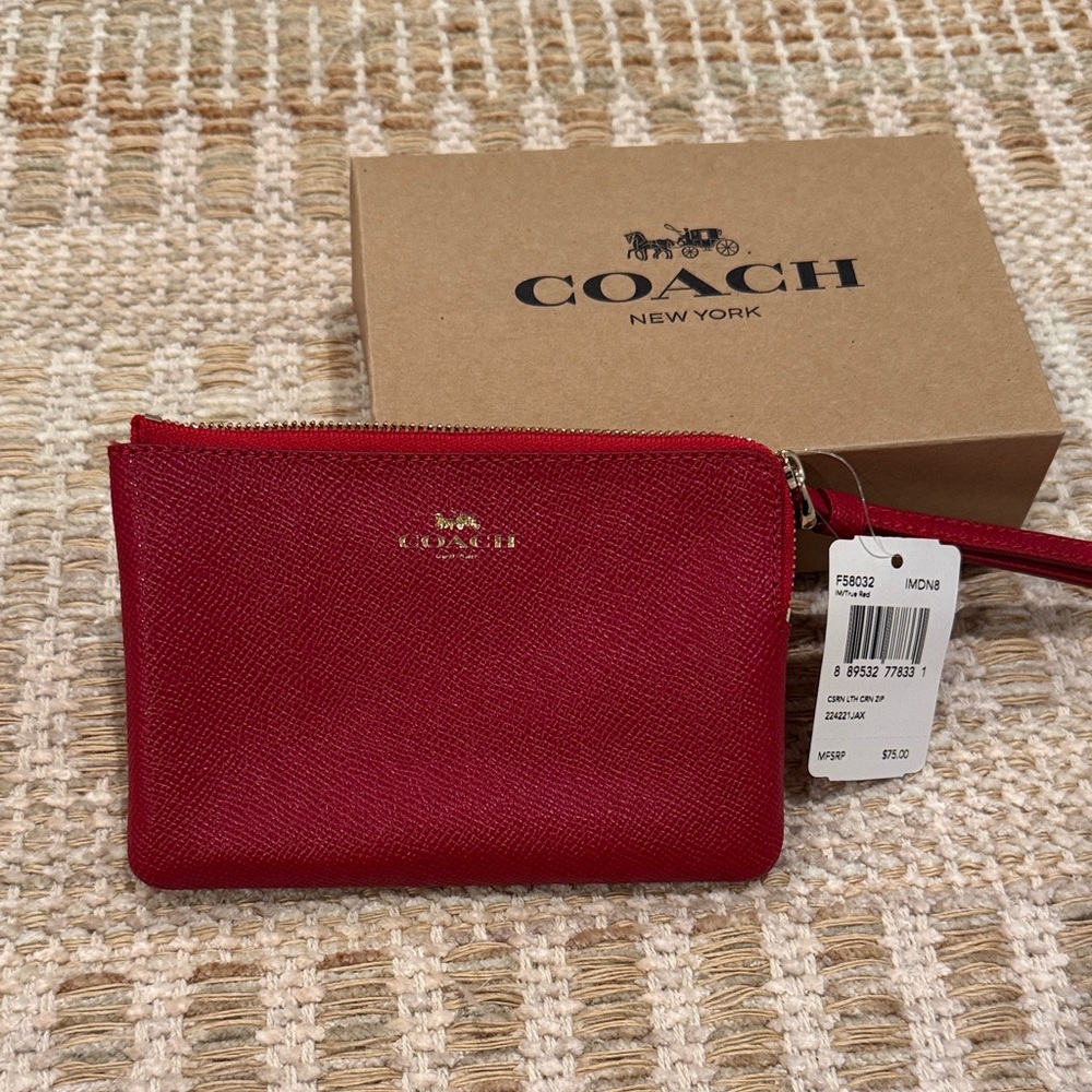 Coach Cherry Red Leather Wristlet